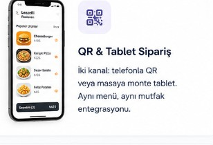 QR ve tablet ile dijital menü ekranı